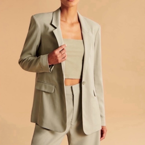 Abercrombie & Fitch Light Sage Green Blazer - Picture 1 of 9